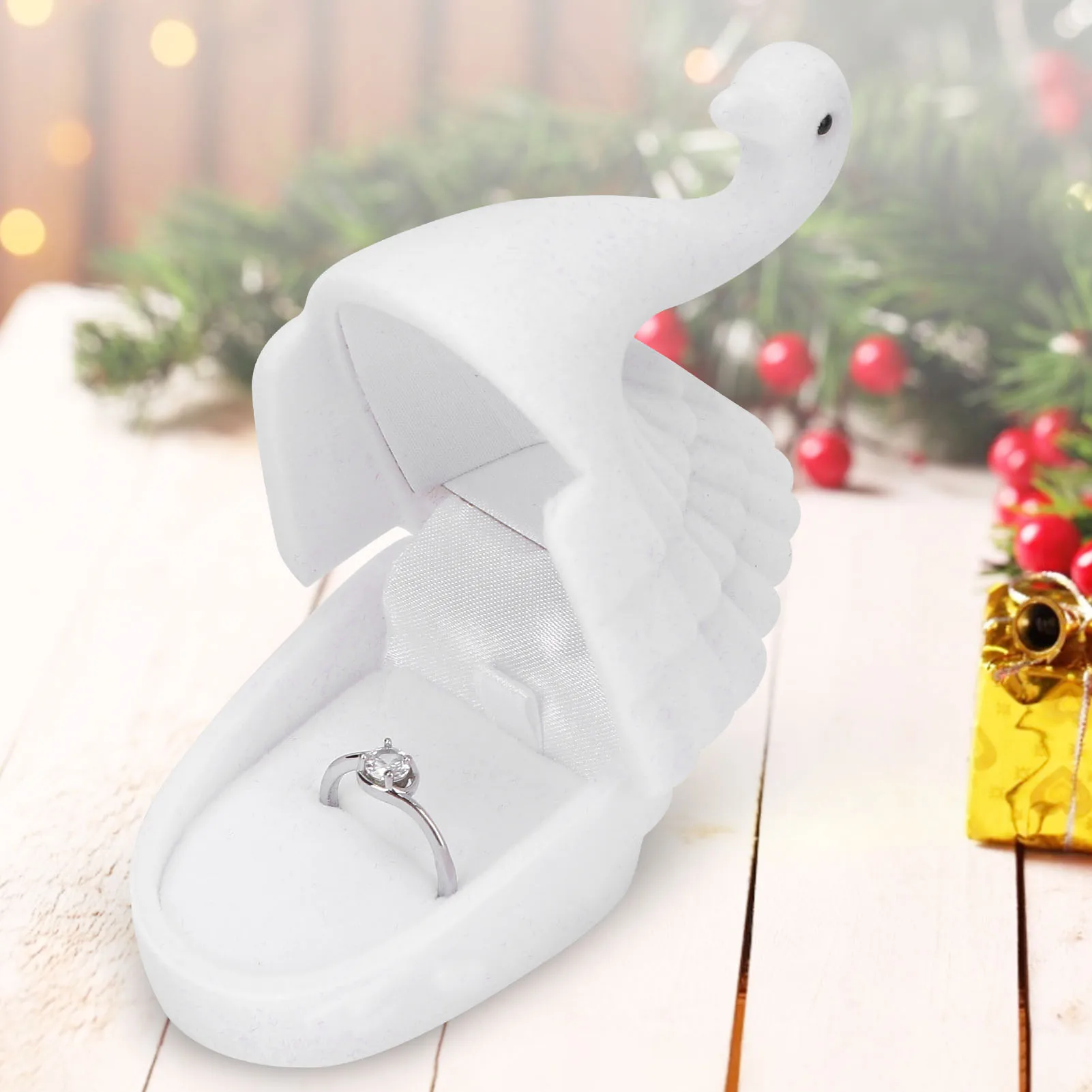 

Jewelry Box Jewelry Box Swan Shape Flocking Inside Retro Small Exquisite Unique Portable Earring Box for Christmas Birthday Gift
