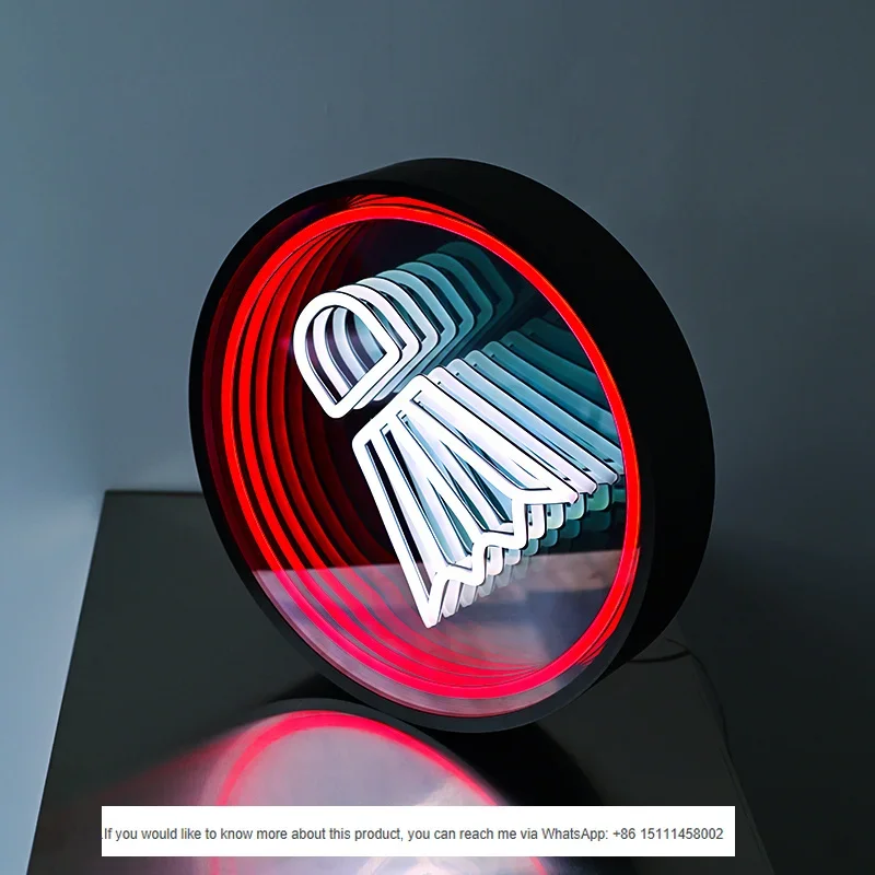 Indoor Advertising Signs for Fitness Centers, Abyssal Layered Mirror Light Boxes, Neon Lights Customization