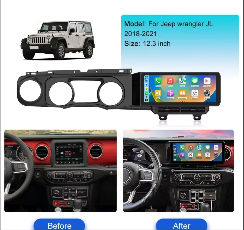 Android 14 Car Radio For Jeep Wrangler JL Gladiator 2018-2021 GPS Navigation Multimedia Player Receiver Carplay DSP Head Unit