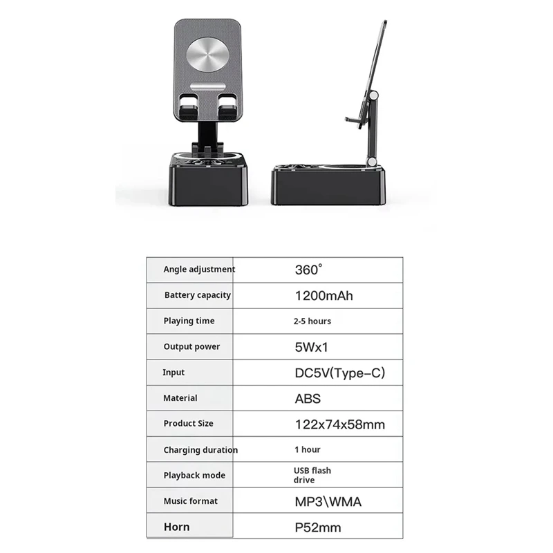 Bluetoothスピーカー付きの調整可能な携帯電話ホルダー,デスクトップ,ライブ,タブレット,サポート,ワイヤレス,新品