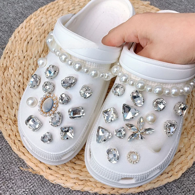 Clear Diamond Shoe Charme, DIY Decorações Sapato, Acessórios Botão, Fit para Goog Bag Slides, Sandálias Tamancos, Kids 'Presentes