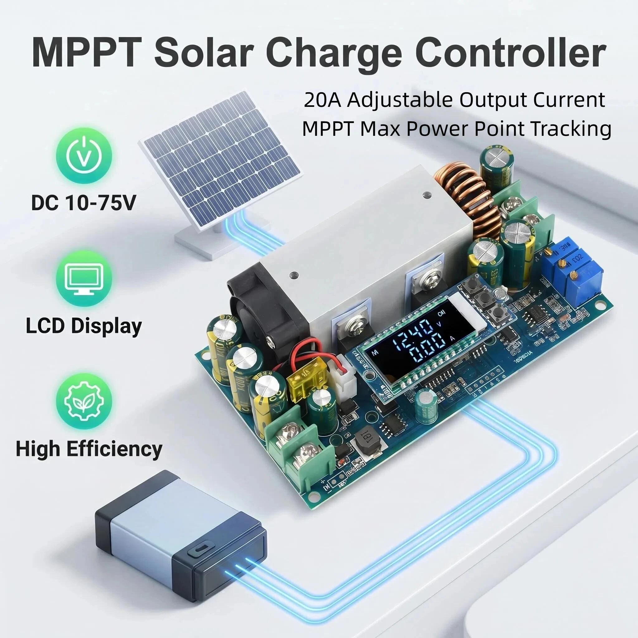10-75V 20A Adjustable Buck Module Step Down Module MPPT Solar Charging Constant Voltage Current Charge Module Voltage Regulator — купить у AliExpress WW