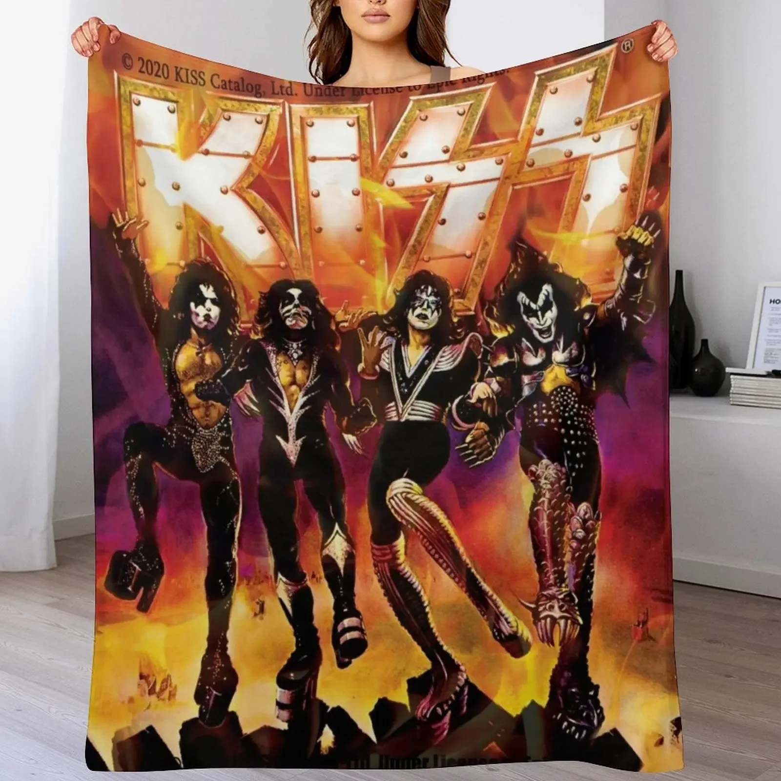 kiss the band t shirt Throw Blanket Multi-Purpose heavy to sleep Blankets