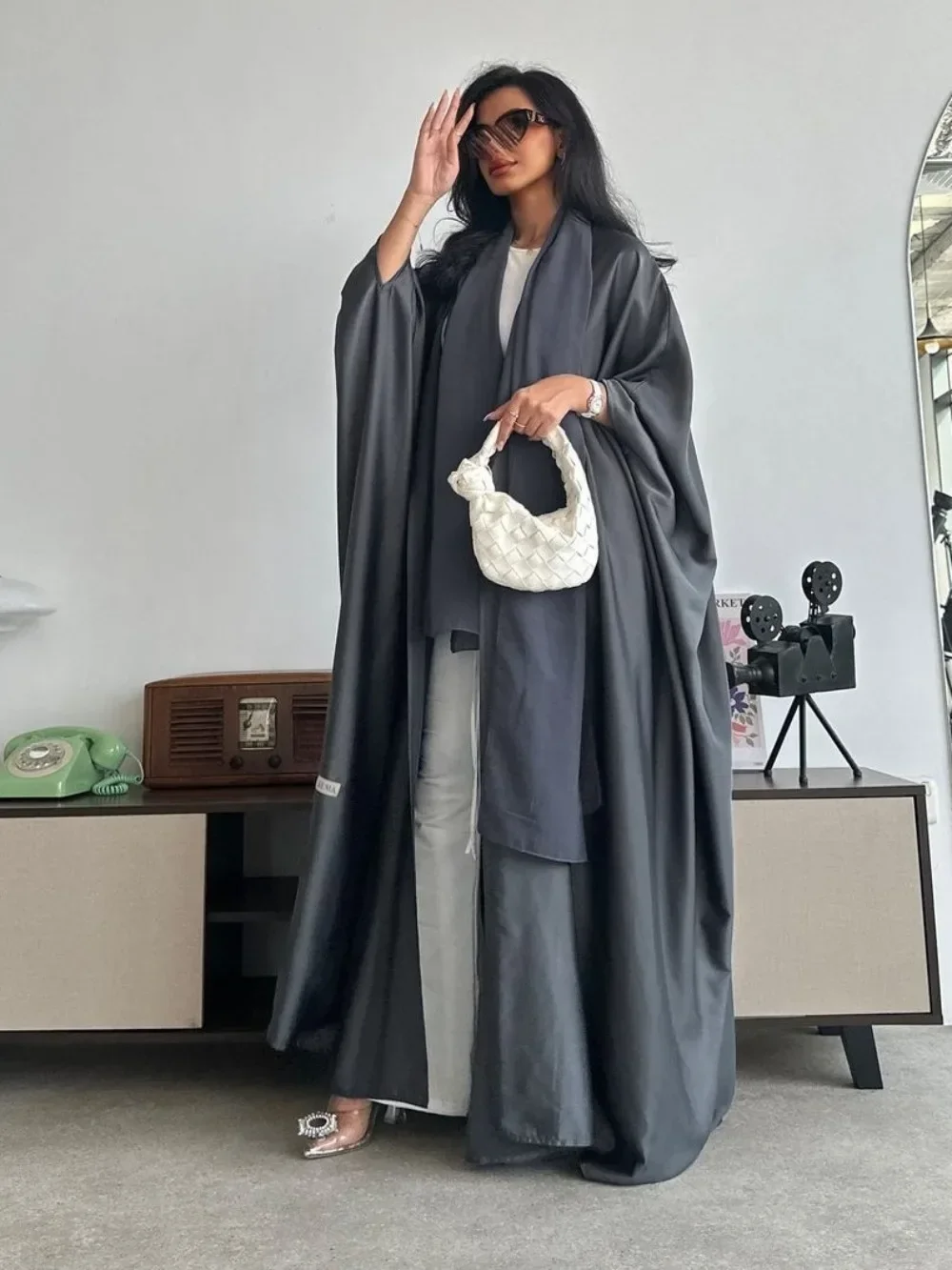 Eid Muslim Abaya for Women Satin Long Robe Loose Morocco Caftan Party Dresses Ramadan Cardigan Abayas Kaftan Islam Dubai Arab