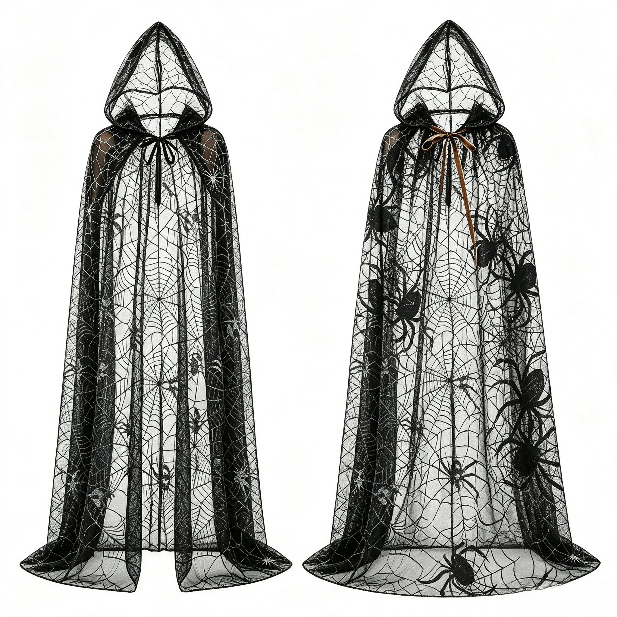 Lila Fledermaus-Langmantel mit Kapuze für Erwachsene, Unisex, Hexen-Cosplay, Tüllumhang für Halloween-Party, Fotografie, Halloween-Dekorationen – Detail 6