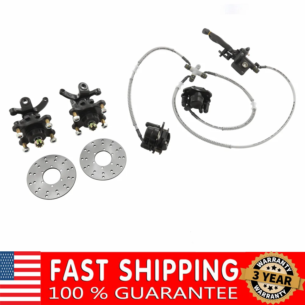 

ATV Front Steering Knuckle Spindle Wheel Hub Assembly, 5.1'' Outer Dia Front Brake Disc Rotor Brake Caliper