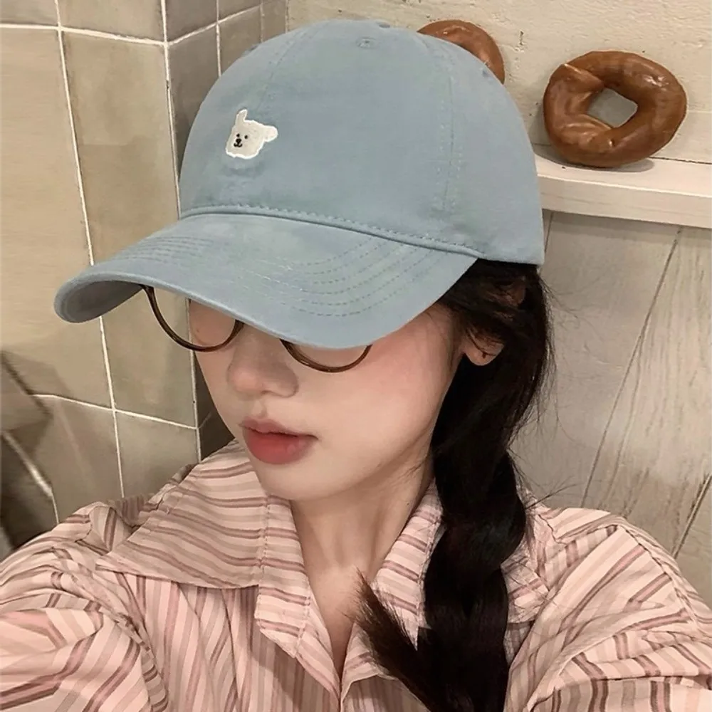 

Adjustable Korean Puppy Embroidery Cap Solid Color Versatile Men Women Baseball Cap Sweet Cotton Snapback Hat Outdoor