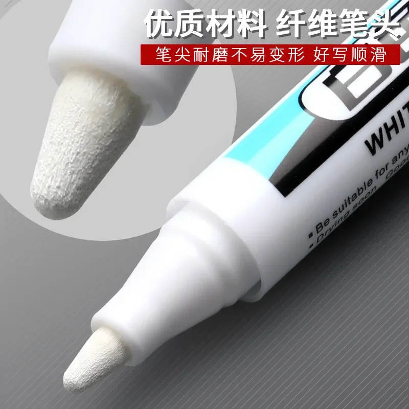 0.7/1.0/2.5MM White Marker Pens Oily Waterproof Permanent Paint Markers For Wood Plastic Leather Glass Stone Metal Art Supplies