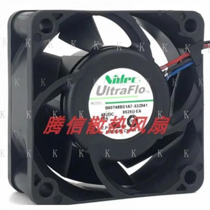 

C ДЛЯ NIDEC B60T48BS1A7-53Z041 6025 DC48V 0,08A 6 см 3-проводной бесшумный охлаждающий вентилятор