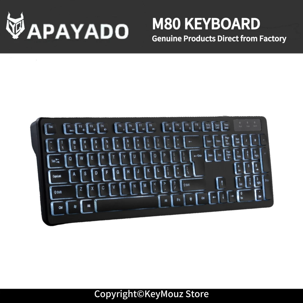 M80 Rainbow Backlit Wired Keyboard APAYADO Luminous Letters Ultra Slim Chocolate Keycap Keyboard for Desktop Laptop Gaming