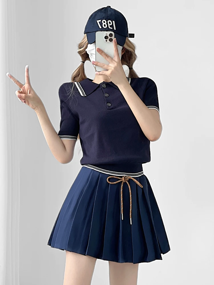 

Low Waist A-Line Skirt with Dstring Fem Celebri Fan Girl Sle ort Korean Faion Pure Color f Body Skirts