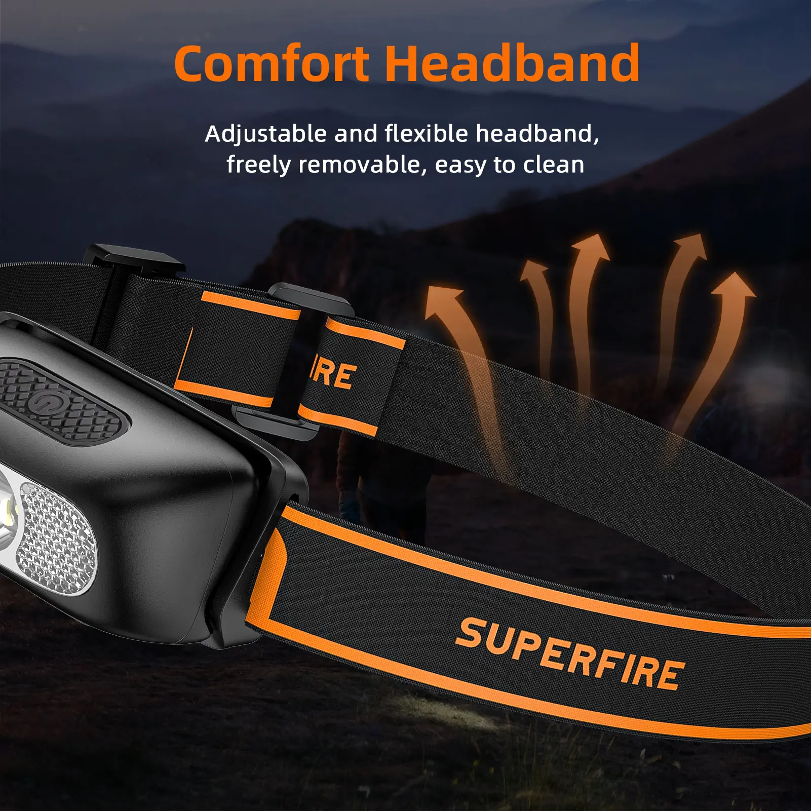 SUPERFIRE Mini Rechargeable Powerful Headlamp USB High Power Headlight LED Waterproof Head Lamp Sensor Torch Work Front Light