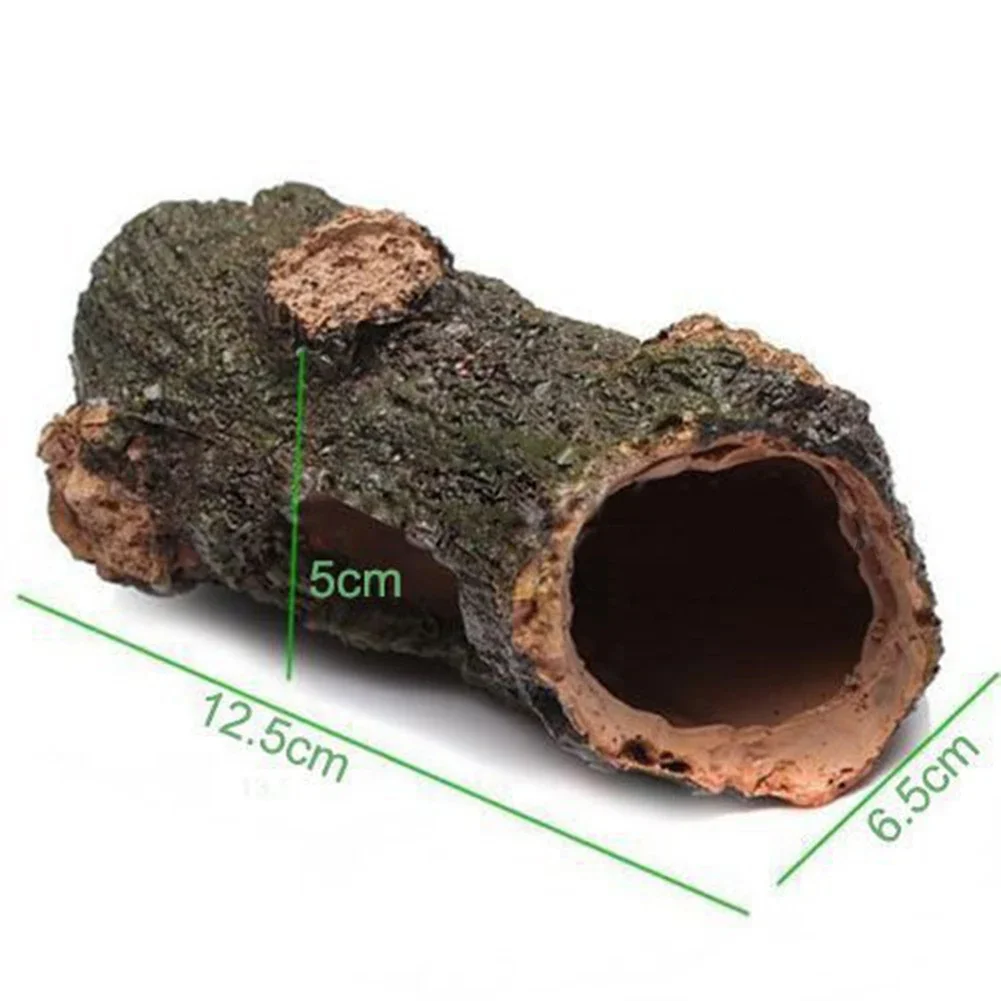 Aquarium Hollow Tree Tunnel Cave Ornament Shrimp Turtle Hiding Shelter Pool Lake Pond Fish Tank Decoration Accessories