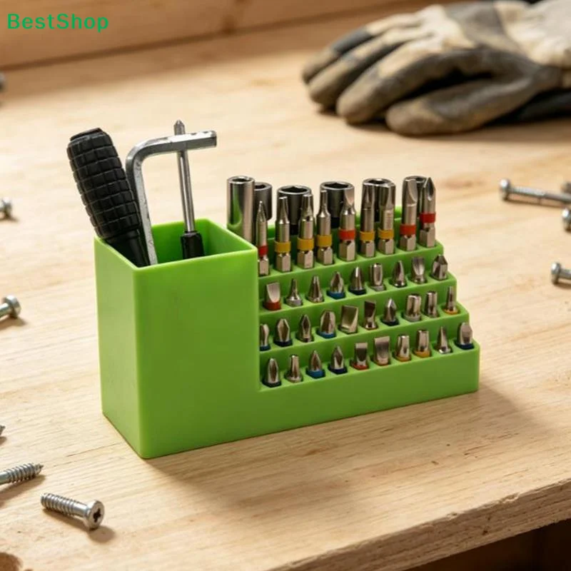 〔Z〕Drill Holder 20/50 Hole Bit Organizer Screwdriver Head Storage Box Tool Box Hole Board Screwdriver Stand Hex Shank Organize