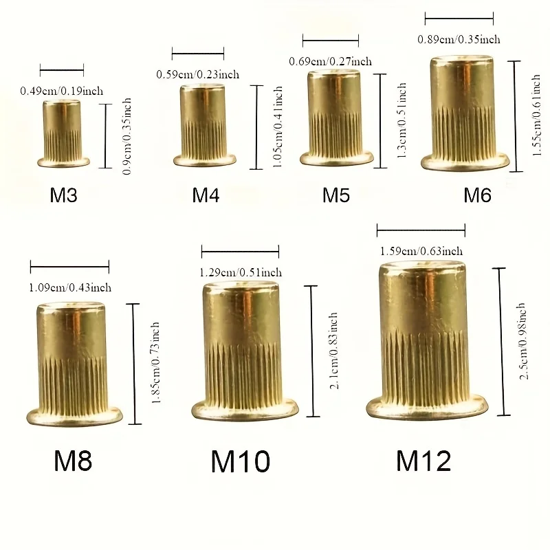 102Pcs Rivet Nuts Kit M3 M4 M5 M6 M8 Zinc Plated Carbon Steel Blind Rivet Nut Assortment for Sheet Metal Automotive Repair