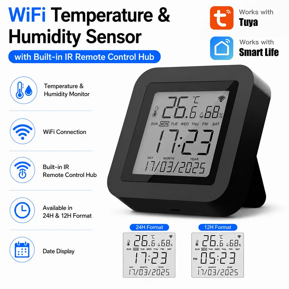 Tuya Smart IR Remote  for Air Conditioner TV AC Works with Alexa Google Home Yandex With Temperature Humidity Sensor