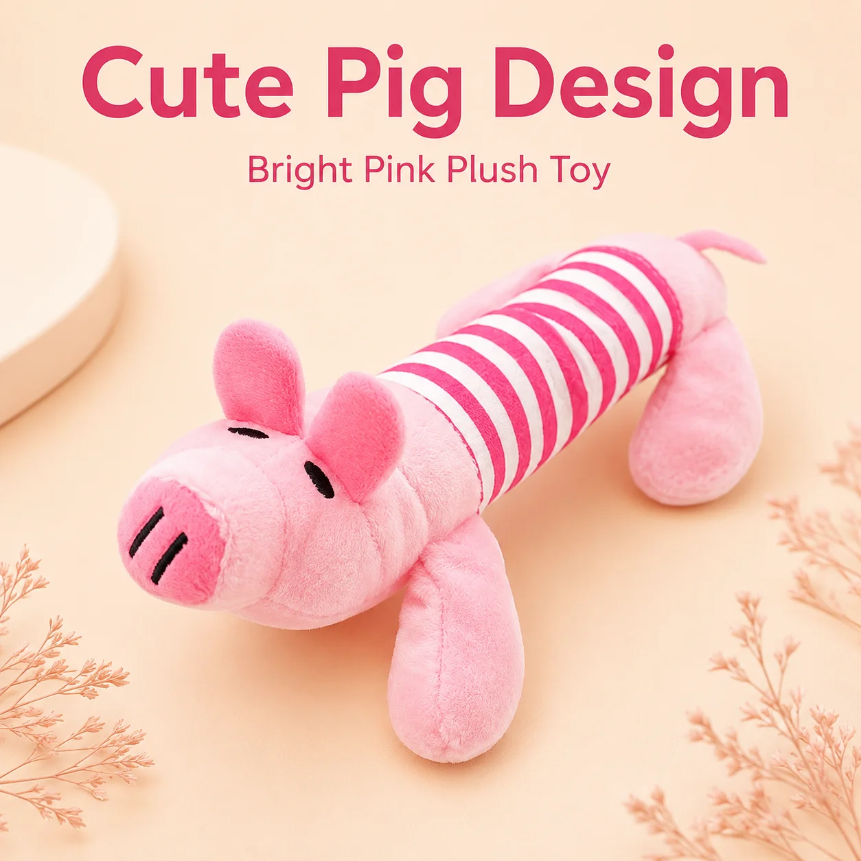 Cute Pink Pig Plush Dog Toy Squeaky Toy for Small Dogs Puppies Cats, Soft Stuffed Interactive Pet Chew Toy, Funny Sound Making Toy for Teddy Poodle Bichon Daily Play