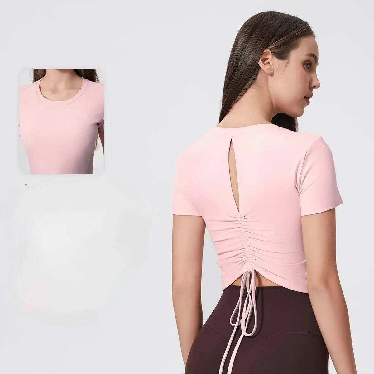 

Lemon Short Sleeve T-Shirt Women's Summer Cropped Sports Yoga Shirtt Niche Design Sensibility Spicy Top Crew Neck Regular Cutou