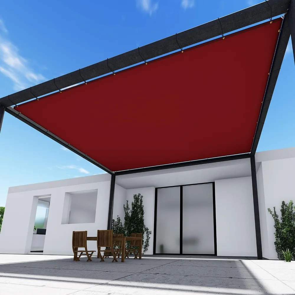 

Gazebos, FT Waterproof Rectangle Sun Shade Red Straight Edge Canopy with UV Block Shade Fabric Pergola Cover Gazebos