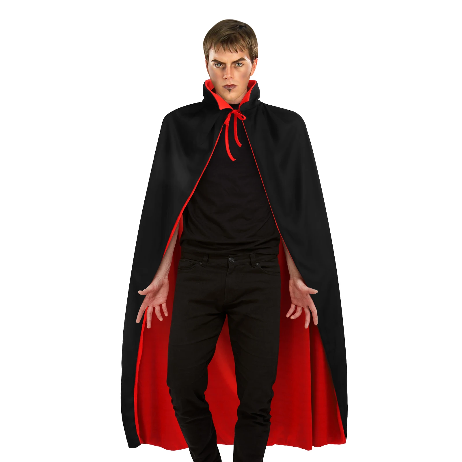 

Vampire Cloak Halloween Cosplay Cape 14m Red Black Dual Layer Stand Collar Polyester Costume Party Accessory Bat Decor
