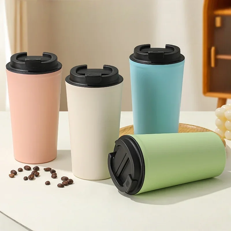 500ML 304Stainless steel coffee mug vacuum bottle insulated water cup keep hot＆cold juice drink leak proof cup Customizable logo
