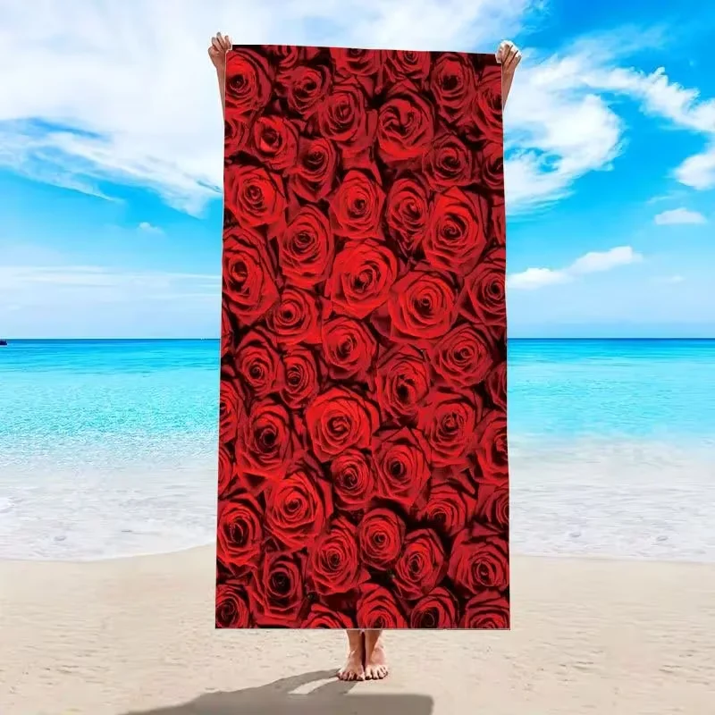Bright Sky Blue Ditsy Floral Beach Towel Dense Tiny White Flower Pattern Lightweight Quick Dry Towel Beach Daily Usage