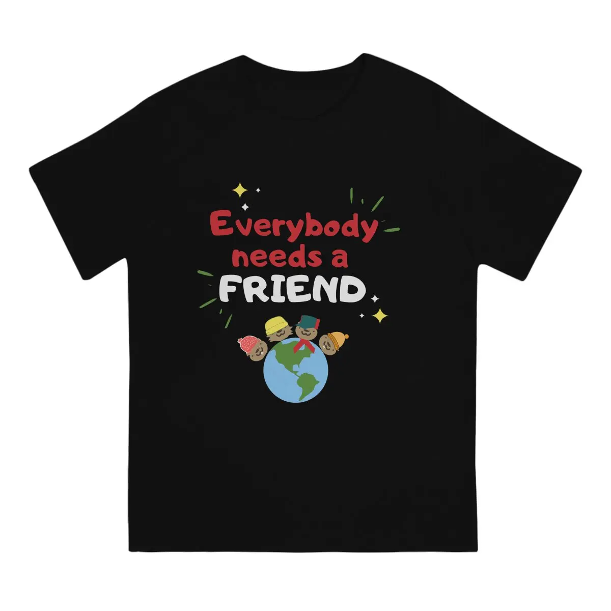 Vintage Everybody Needs A Friend T-Shirts for Men O Neck Pure Cotton T Shirts Emmet Otter's Jug Band Christmas Chuck TV