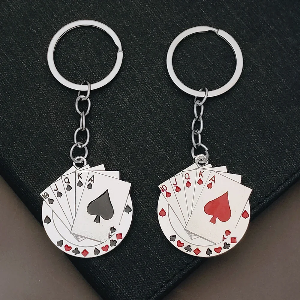 Винтажные брелки с игральными картами, модный металлический брелок для покера, украшения для сумочки, подарок на вечеринку, сувенир, аксессуары для ключей от машины, ювелирные изделия