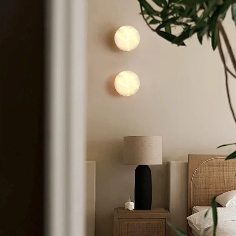 Nordic Minimalist Marble LED Wall Lamps Modern Hotel Restaurant Home Entrance Light Fixture Bedroom Living room Decoration G9