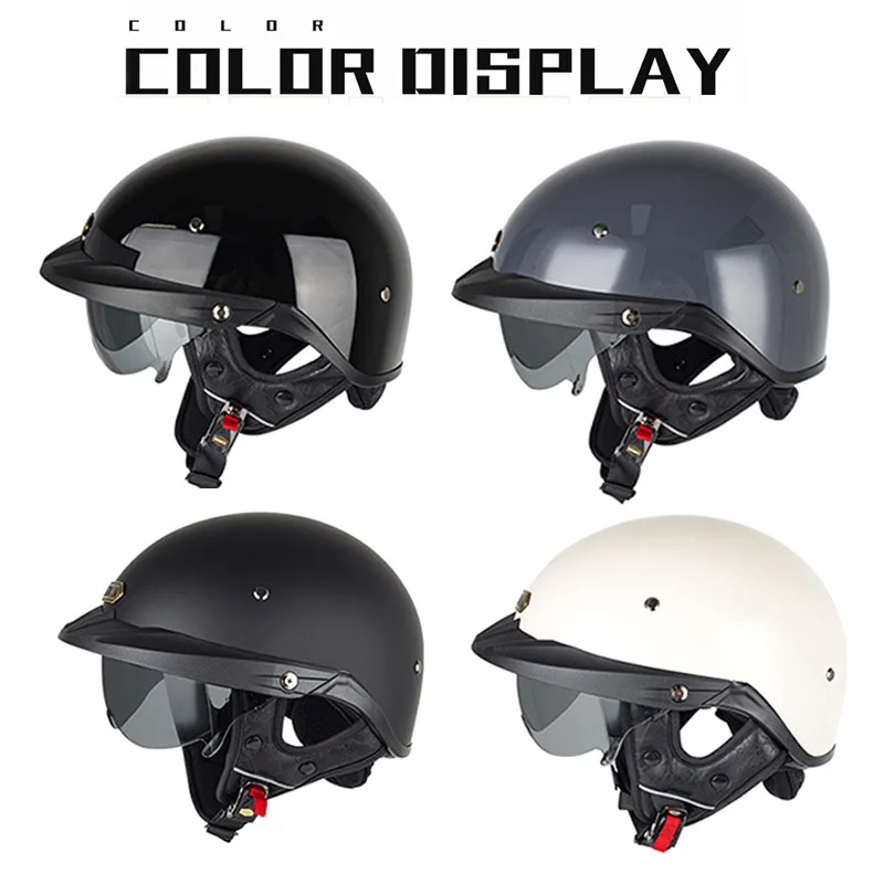 Motorcycle Helmet Riding Open Half Helmet ABS Sunscreen Four Seasons Comfortable Ventilation Crash Headpiece DOT Half Helmet