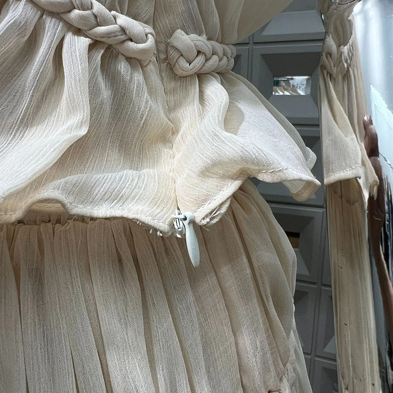 KBQ Spliced Folds Set for Women Round Neck Sleeveless Tunic Tops High Waist Spliced Folds Loose Long Pants Chic Set Female New