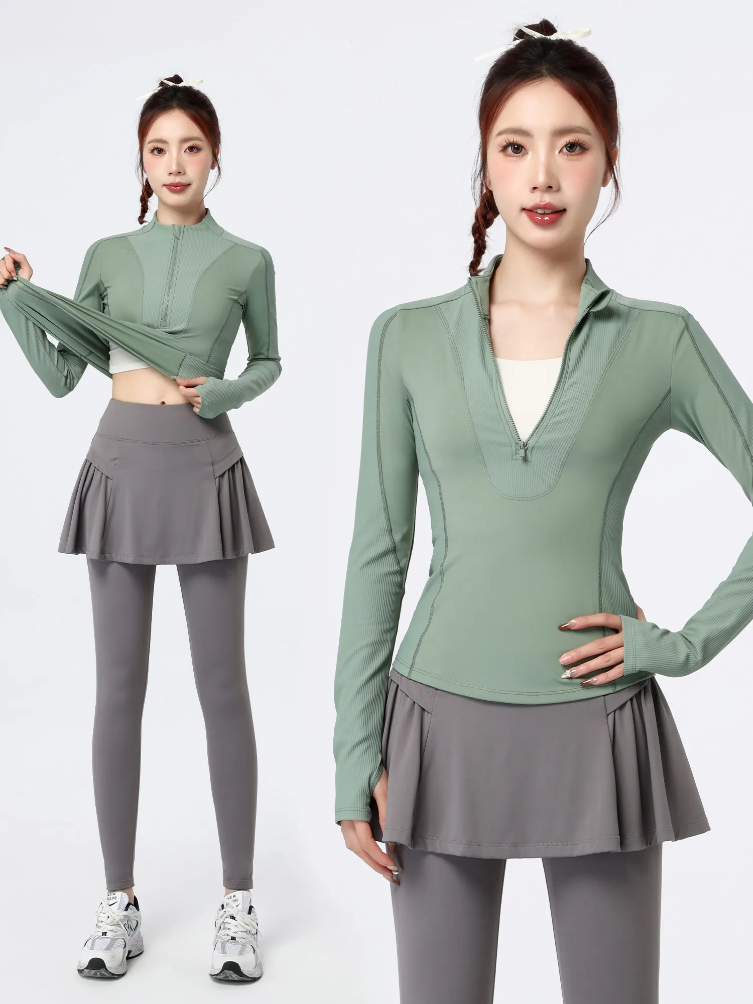 

Новый весенний комплект женской спортивной одежды для йоги: быстросохнущая тренировочная одежда, брюки с высокой талией и короткий топ на молнии