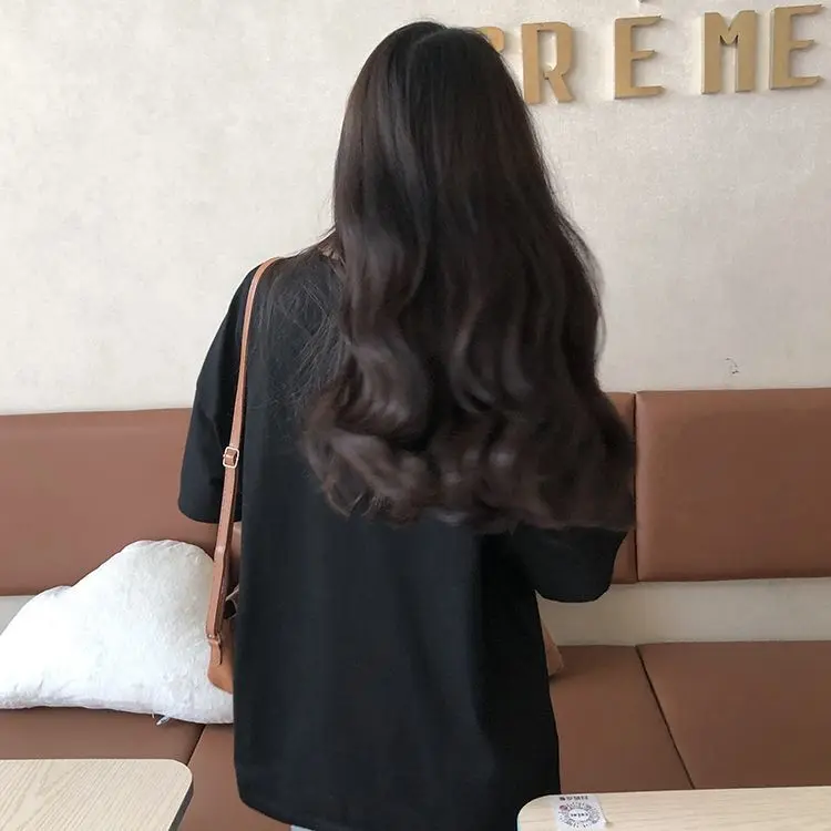 Pure Cotton Round Neck T-shirt for Women Loose Short Sleeved Base Shirt with Inner Ins White Top Clothes Summer Wear New