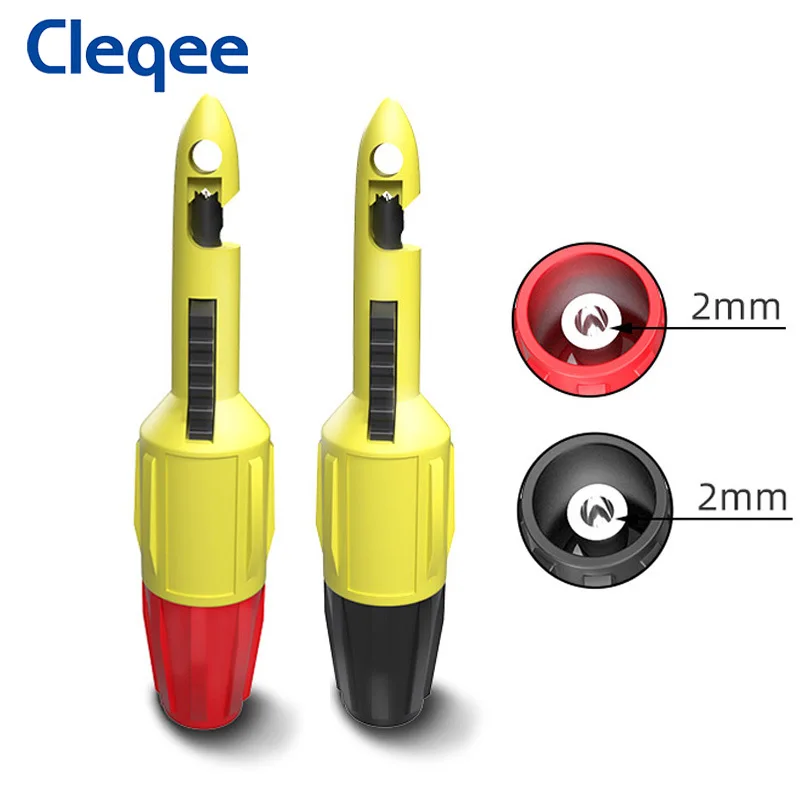 Cleqee P30039 2PCS Insulation Wire Piercing Puncture Probe Test Hook Clip with 2mm/4mm Socket Automotive Car Repair