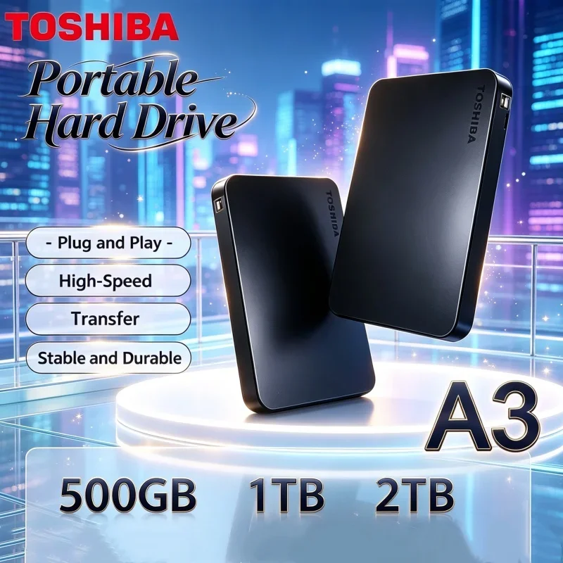 Toshiba A3 Canvio Basics 2TB 4TB SSD Black USB 3.0 for Gaming Console Office Gift Quick Copy 8K HD Raw Video Drive