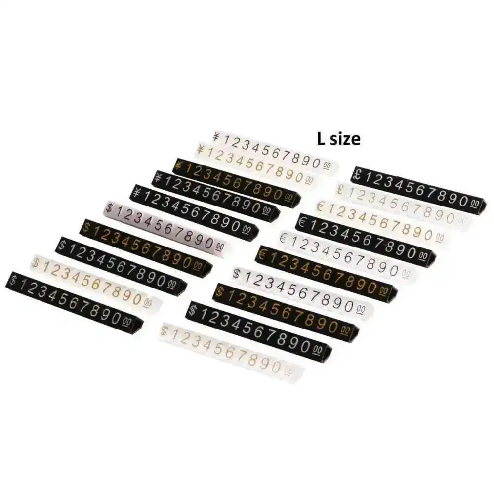 Cubo de exhibición de precios ajustable para joyería, soporte de mostrador, kit de bloques de precios con números, letras, dólares y euros