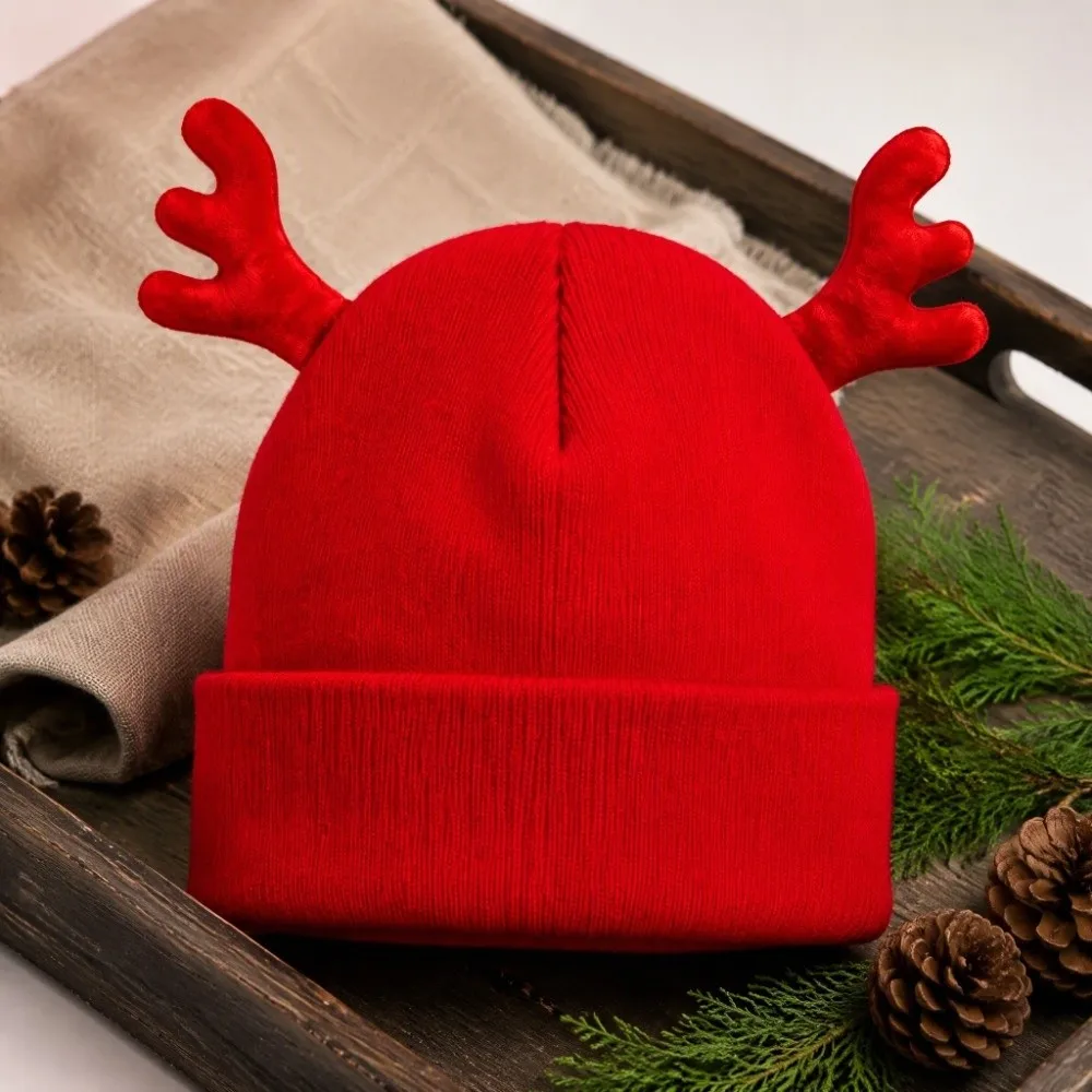 Party Weiche Rentiergeweih-Mütze Niedliche Vielseitige Strickmütze Warme Praktische Hirschgeweih-Mütze Weihnachten – Detail 9