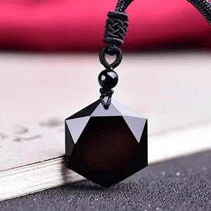OBSIDIAN HEXagram Necklace Pendant for Protection, Natural Black Amulet, Lucky Stone, Star Pendants, Fashion Jewelry for Men and Women 12 Main sales pendant natural stone - №6