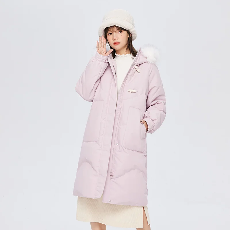 Semir – doudoune longue à capuche avec col en fourrure pour femme, manteau épais et doux, imperméable, coupe ample et douce, nouvelle collection