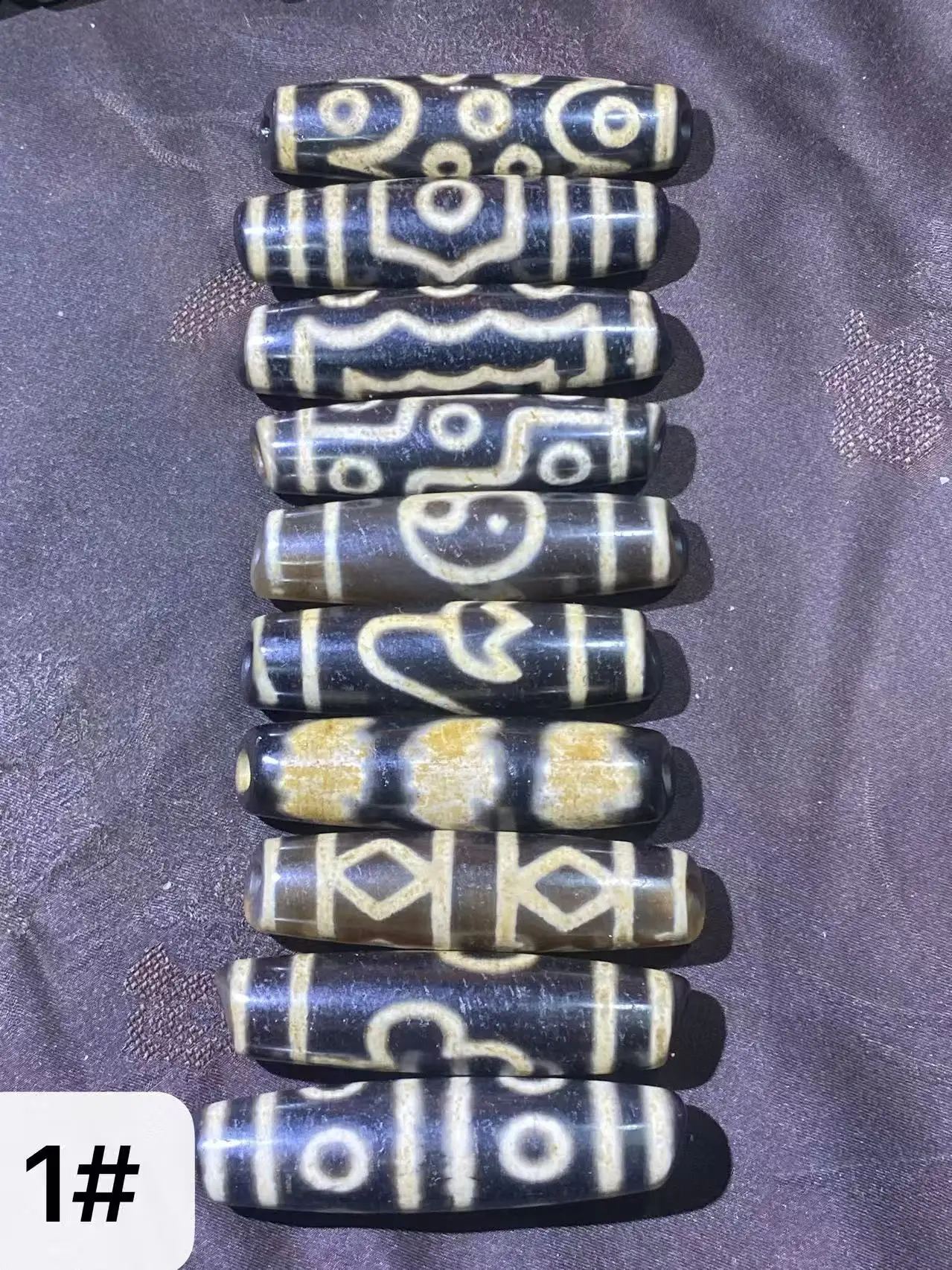 

10pcs/lot Special variety antique-style water-drop-shaped slanted-cut large-holed beads, black and white calcified old material