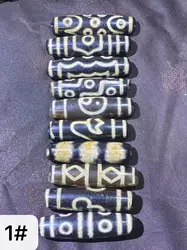 10pcs/lot Special variety antique-style water-drop-shaped slanted-cut large-holed beads, black and white calcified old material