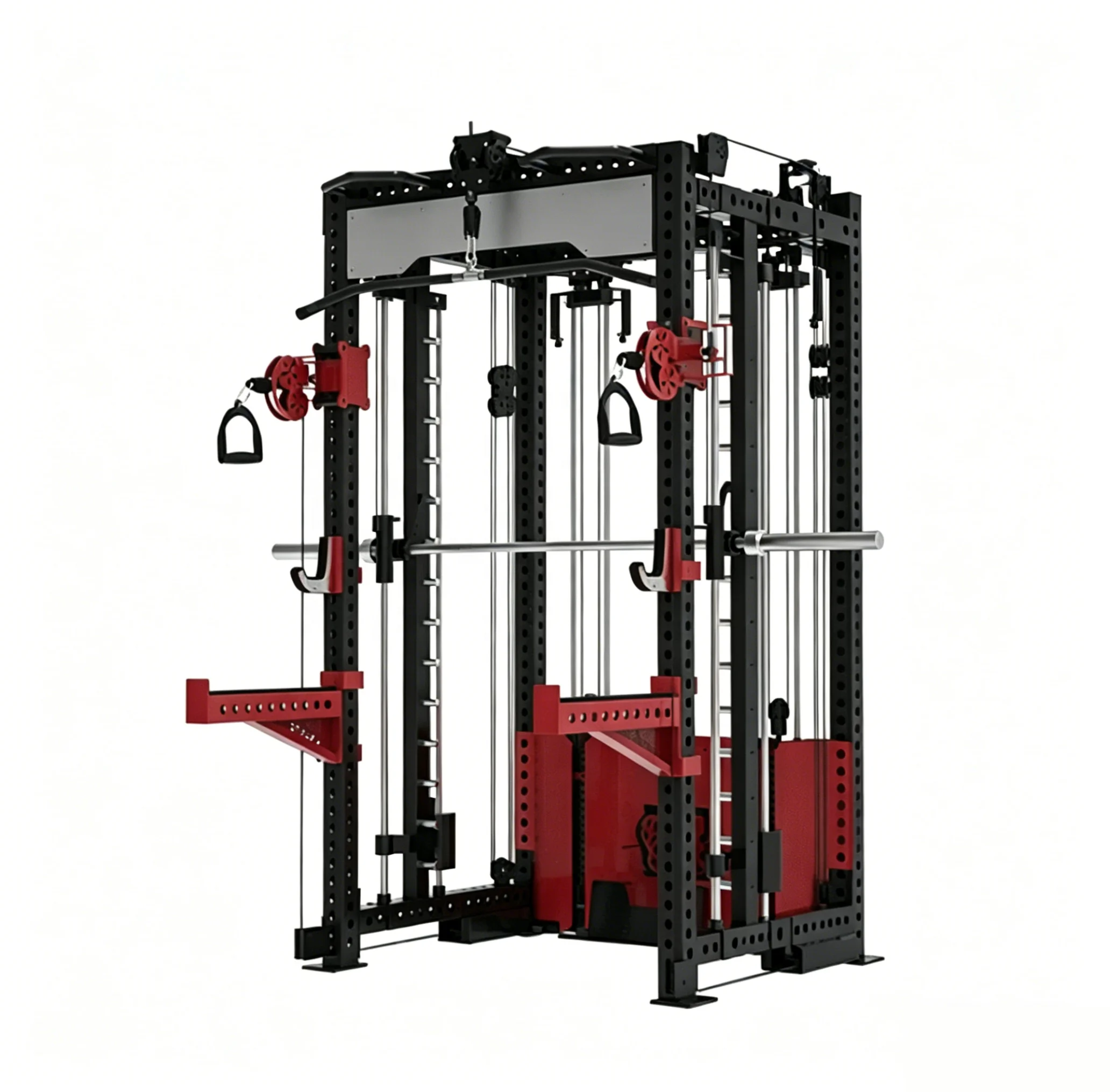Multifunctional Home Gym Smith Machine - All-in-One Power Rack With Cable Crossover For Squat, Bench Press & Lat Pulldown