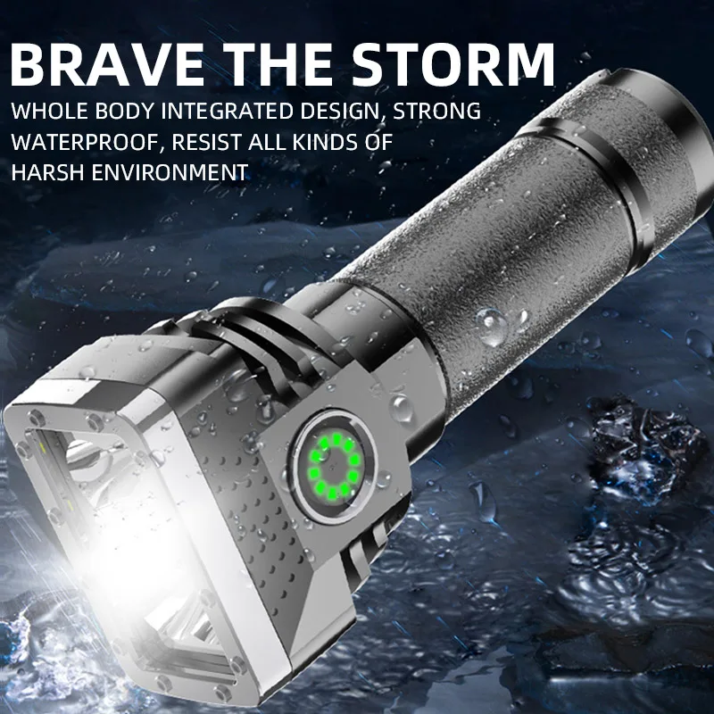 Multi Functional Outdoor LED Six Core Small Electric Display High Brightness Charging Long-range Portable Flashlight