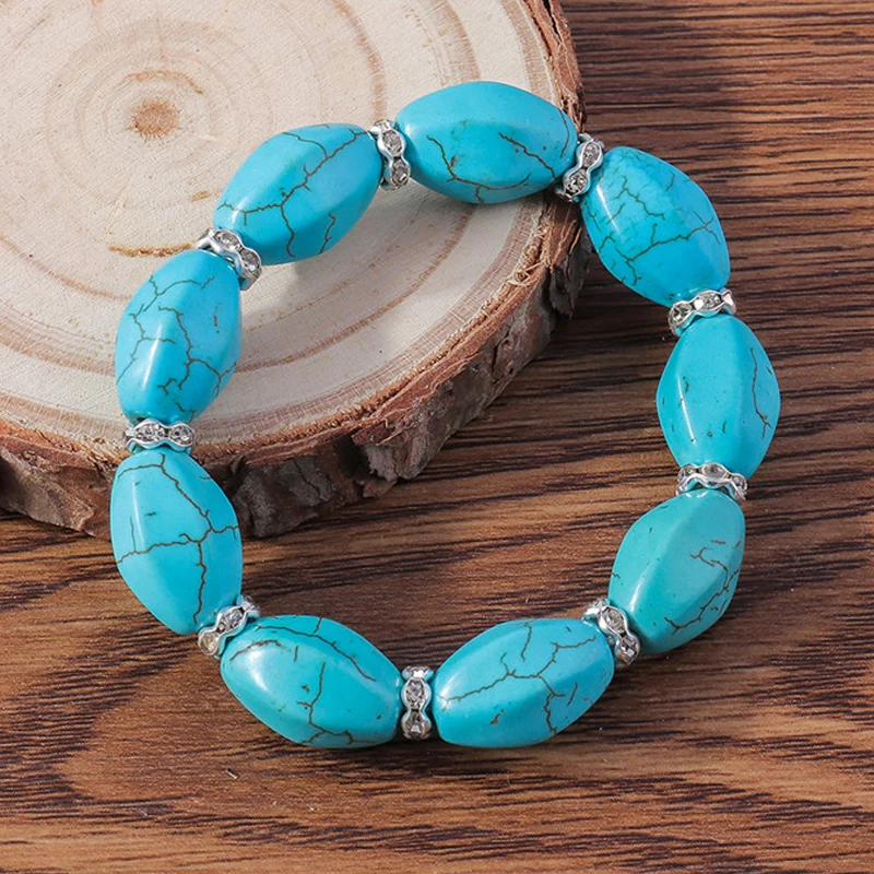 Aihua Tibetan Silber Natur Türkis Stein Perlen Armband & Armreif für Frauen Böhmen ethnische Aussage Schmuck Zubehör – Detail 16