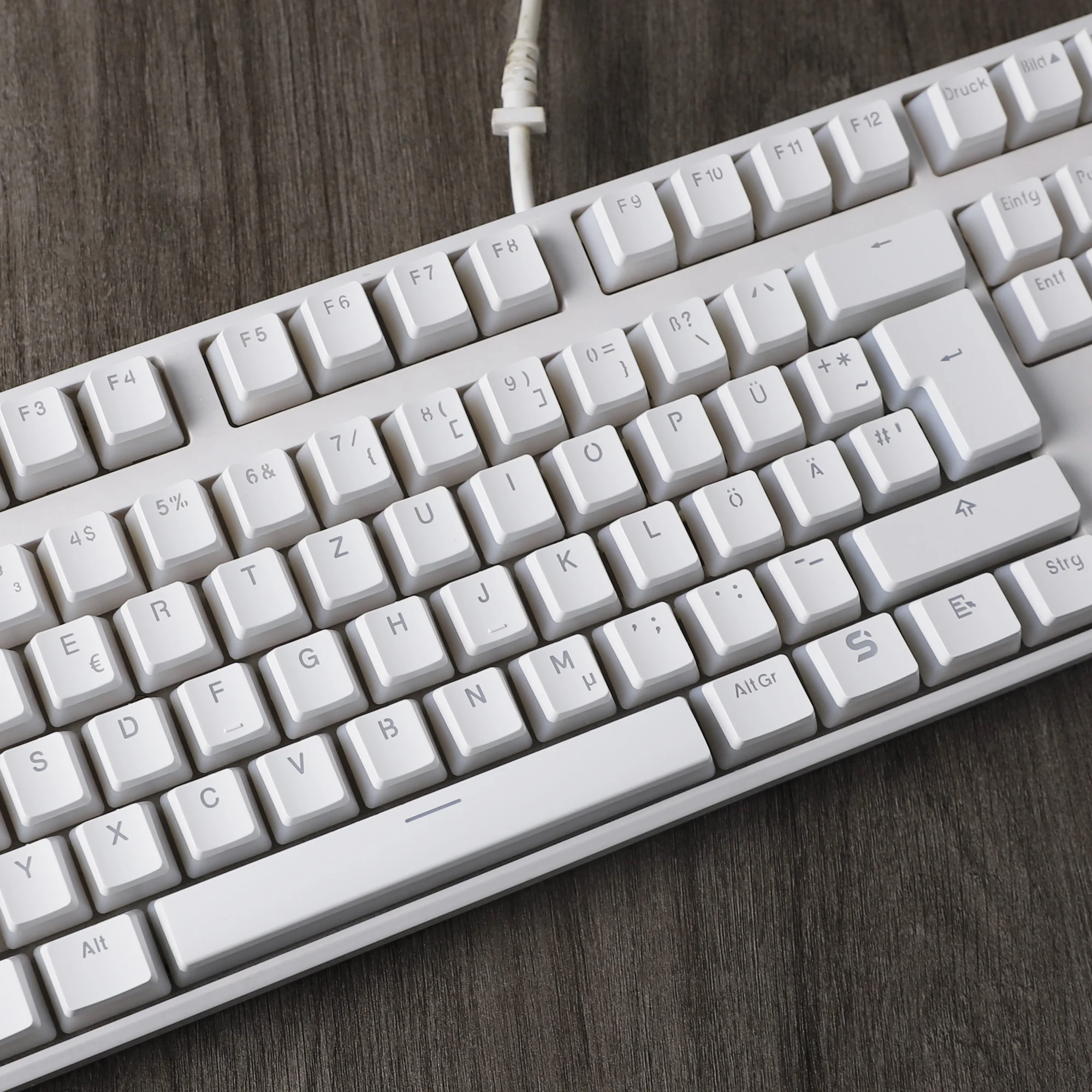 YMDK biały czarny budyń niemiecki ISO QWERTZ Double Shot PBT połysk przez profil OEM do przełączników MX klawiatura mechaniczna — zdjęcie produktu 5