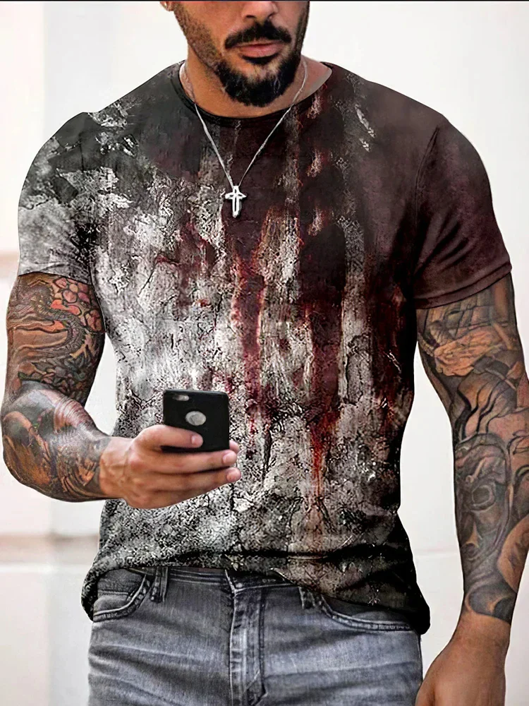 تي شيرت زومبي للرجال ، زي هالوين ، تي شيرت مطبوع ثلاثي الأبعاد ، زي كبير الحجم ، زي صيفي ، موضة جديدة #4