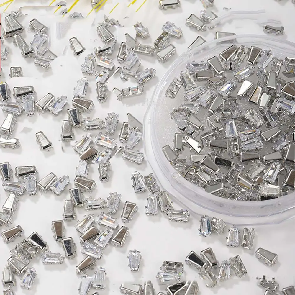 Accessoires pour ongles carrés en Zircon, ornements pour Nail Art, ensemble de bijoux pour ongles, strass en cristal, diamant, décoration pour ongles