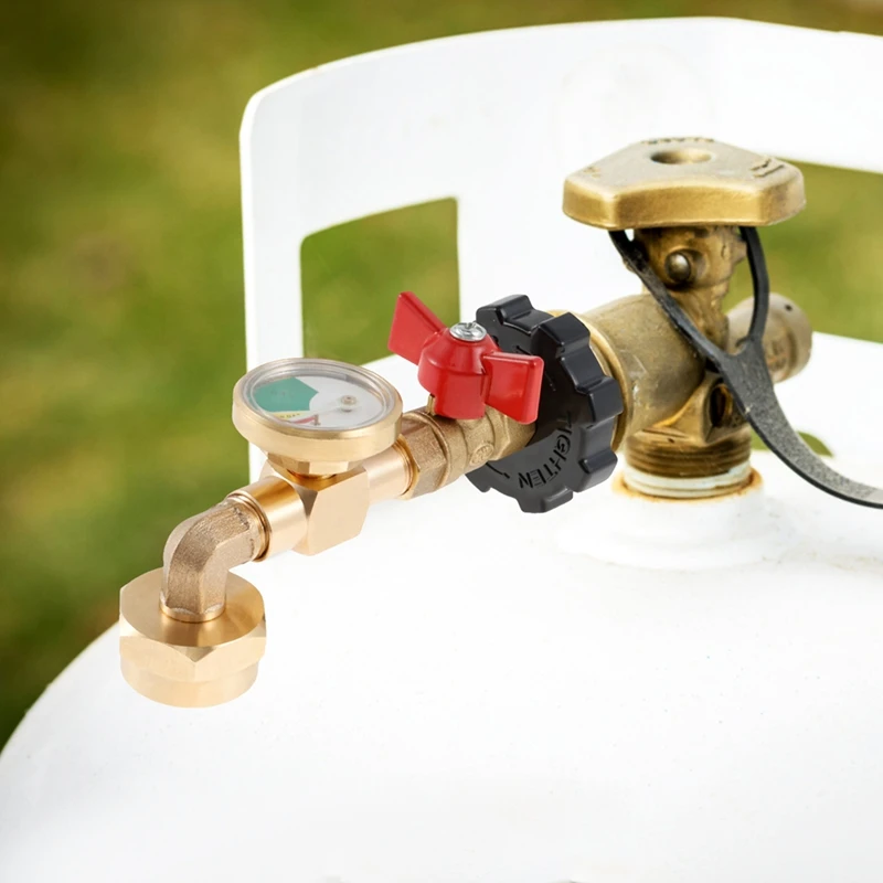 ABFB Propane Gas Tank Refill Adapter with Pressure Gauge & Level Indicator, Explosion-Proof Connector