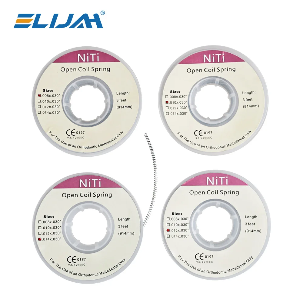 ELIJAH Dental 3 Feet/914mm Orthodontic Niti Open Coil Spring 0.008 0.010 0.012 0.014  Orthodontic Bracket Dentistry Materials
