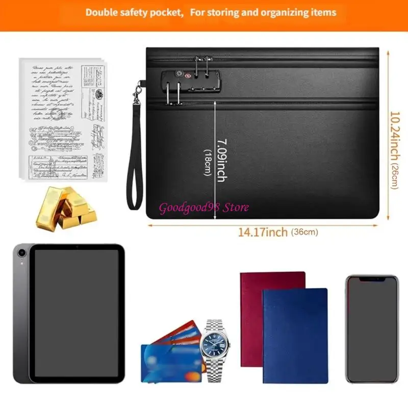 Nonflammable Document Bag 6400F Heat Security Impermeable for Important Records and Possessions 